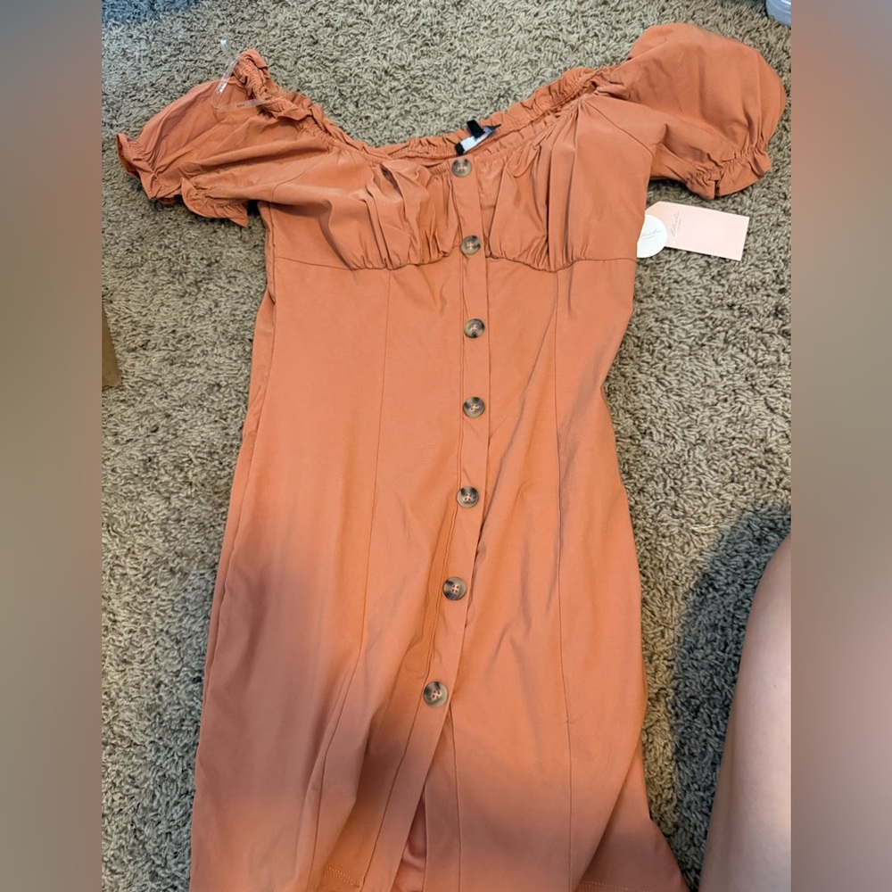 bishop + young Pink Pleated Puff Sleeve Mini Dress